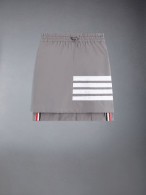 Thom Browne Ripstop 4-Bar Pleated Mini Girls's Skirts Grey | QCT61Z63621