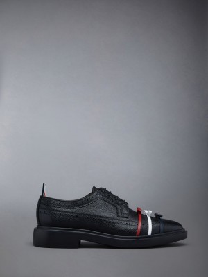 Thom Browne Rubber Sole 3-Bow Longwing Women Brogue Shoes Black | MEG60A39808