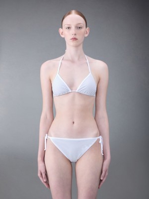 Thom Browne Seersucker Triangle Women Bikini Top Grey | WNC45Z37435