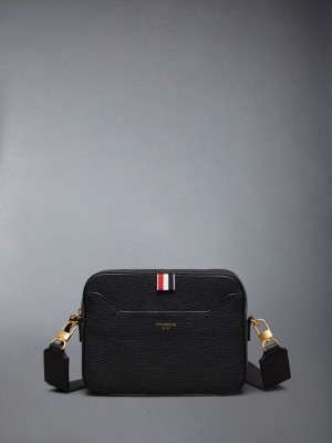 Thom Browne Soft Pebble Grain 4-Bar Small Camera Men Crossbody Bags Black | NXP46Y99419