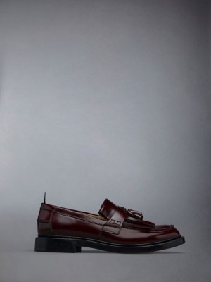 Thom Browne Soft Spazzolato Goodyear Sole Tassel Kilt Men Loafers Red | TBO16I08452