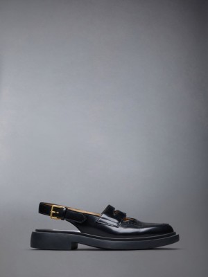 Thom Browne Spazzolato Slingback Penny Women Loafers Black | KTT40D02646