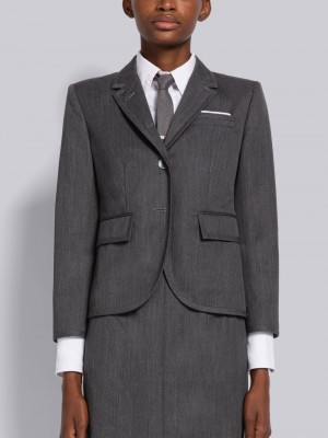 Thom Browne Stiff Wool Gabardine High Armhole Sport Women Coats Grey | EYR11S23733