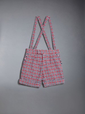 Thom Browne Summer Tweed Fray Suspender Boys's Shorts White | SWD25X75131