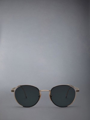 Thom Browne Titanium Round Men Sunglasses Black | RWY92B15839