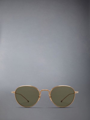 Thom Browne Titanium Round Men Sunglasses Gold | MZR58O52055