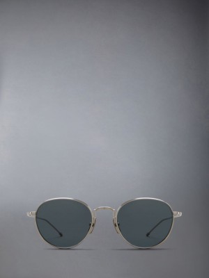 Thom Browne Titanium Round Men Sunglasses Silver | EWV80J75999