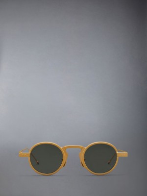 Thom Browne Titanium Round Women Sunglasses Gold | SZA99Z32118