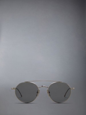 Thom Browne Titanium Round Women Sunglasses Grey | TCF19Q13070