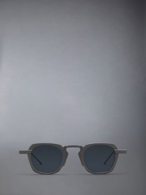 Thom Browne Titanium Square Men Sunglasses Grey | WDL11K11849