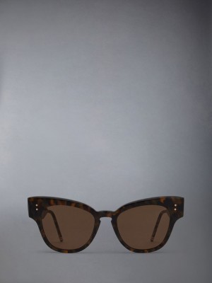 Thom Browne Tokyo Tortoise Acetate Cateye Men Sunglasses Brown | ZSD16Z35861