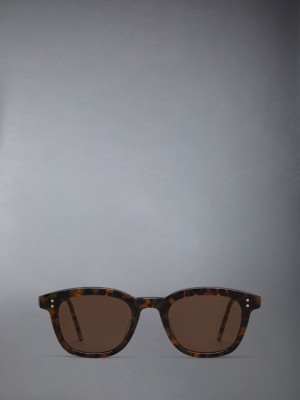 Thom Browne Tokyo Tortoise Acetate Rectangular Women Sunglasses Brown | UUG31S07575