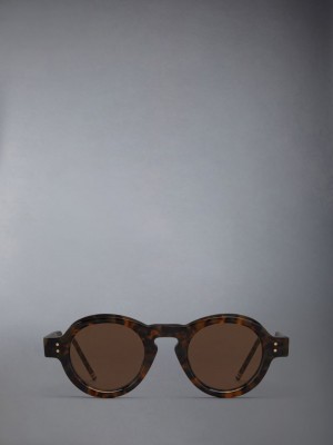 Thom Browne Tokyo Tortoise Acetate Round Men Sunglasses Brown | NZD47Y87191