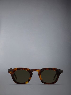 Thom Browne Tortoise Acetate Oval Women Sunglasses Brown | PPP07Q48632