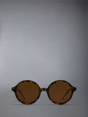 Thom Browne Tortoise Acetate Round Men Sunglasses Brown | MII42M46371