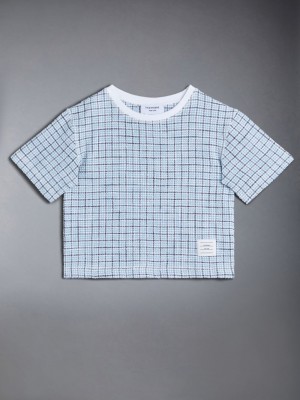 Thom Browne Tweed Jersey Boxy Boys's T Shirts Blue | ZII64S76708