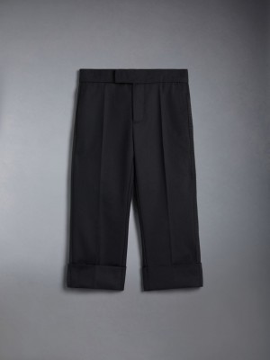 Thom Browne Twill Classic Backstrap Boys's Pants Black | JSG52W26368