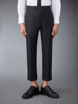 Thom Browne Twill Classic Backstrap Men Pants Black | UNQ79K53416