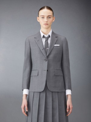 Thom Browne Twill Classic Sport Women Coats Grey | KXY71W27768