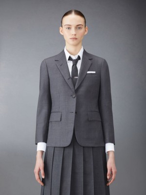 Thom Browne Twill Classic Sport Women Coats Grey | EXJ89N92791