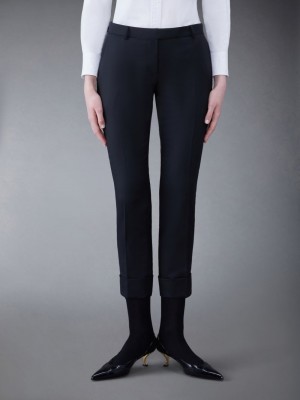 Thom Browne Twill Low Rise Cigarette Women Pants Black | RHU15N12440