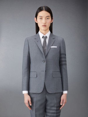 Thom Browne Twill School Uniform 4-Bar Classic Sport Women Coats Grey | CCE59N43479