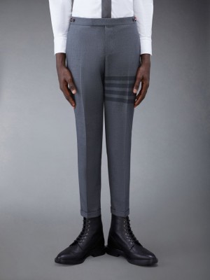 Thom Browne Twill School Uniform 4-Bar Low Rise Skinny Men Pants Grey | MUW04H62938