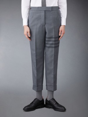 Thom Browne Twill School Uniform 4-Bar Low Rise Skinny Women Pants Grey | SMI99P81406