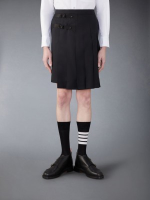 Thom Browne Twill Wool Backstrap Skort Men Skirts Black | UFN39P19148