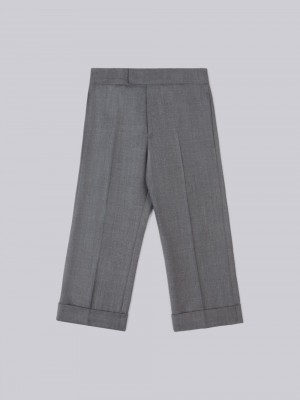 Thom Browne Twill Wool Classic Boys's Pants Grey | JSP71O12389