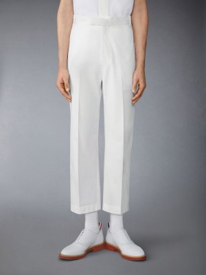 Thom Browne Typewriter Unconstructed Straight Leg Men Pants White | YFK32Y99533