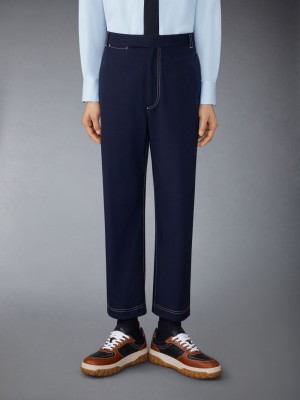 Thom Browne Typewriter Unconstructed Straight Leg Men Pants Blue | DDI03H39474