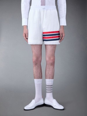 Thom Browne Ultralight Ripstop 4-Bar Mid Thigh Men Shorts White | LMX29P71807