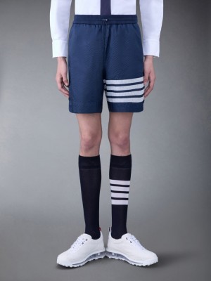 Thom Browne Ultralight Ripstop 4-Bar Mid Thigh Men Shorts Blue | REY85U59544