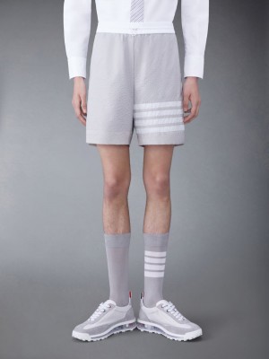 Thom Browne Ultralight Ripstop 4-Bar Mid Thigh Men Shorts Grey | GSA18W23240