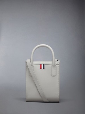 Thom Browne Vertical Mini in Smooth Calf Women Tote Bags Beige | UEQ70Y13171