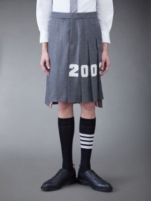 Thom Browne WOOL FLANNEL 2003 CLASSIC BACKSTRAP PLEATED Men Skirts Grey | BEB05X66118