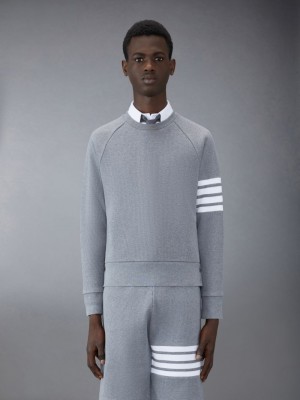 Thom Browne Waffle Raglan Men Sweatshirts Grey | WSC89H47750