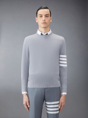 Thom Browne Wool 4-Bar Men Pullover Grey | FFQ01U81905