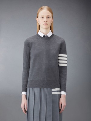 Thom Browne Wool 4-Bar Relaxed Women Pullover Grey | CLT47A59688