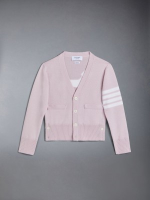 Thom Browne Wool Cashmere 4-Bar Hector Classic Boys's Cardigan Pink | YNR56N55014