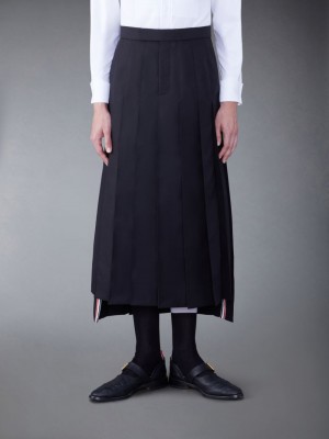 Thom Browne Wool Classic Pleated Men Skirts Black | QPQ16Q29458