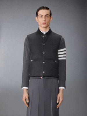 Thom Browne Wool Flannel Down Fill Men Vest Grey | WDF38N93463