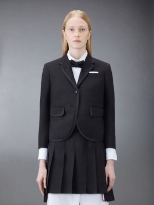 Thom Browne Wool Fresco Slim Fit Sport Women Coats Black | FHL45J25734