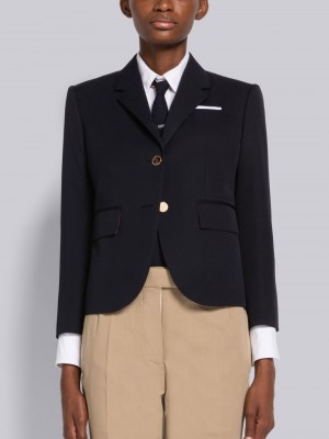 Thom Browne Wool Gabardine High Armhole Sport Women Coats Blue | IUG36D00775