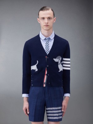 Thom Browne Wool Hector Men Cardigan Blue | CSY85W27389