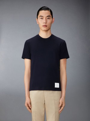 Thom Browne Wool Jersey 4-Bar Men T Shirts Blue | SBT92F38262