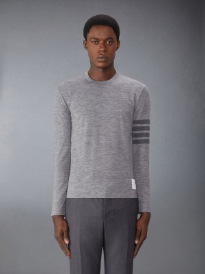 Thom Browne Wool Jersey 4-Bar Men T Shirts Grey | IGB51L60181