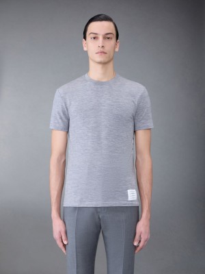 Thom Browne Wool Jersey 4-Bar Short Sleeve Men T Shirts Grey | BAX36O51314