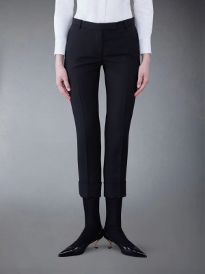 Thom Browne Wool Low Rise Cigarette Women Pants Black | PSN69I34808